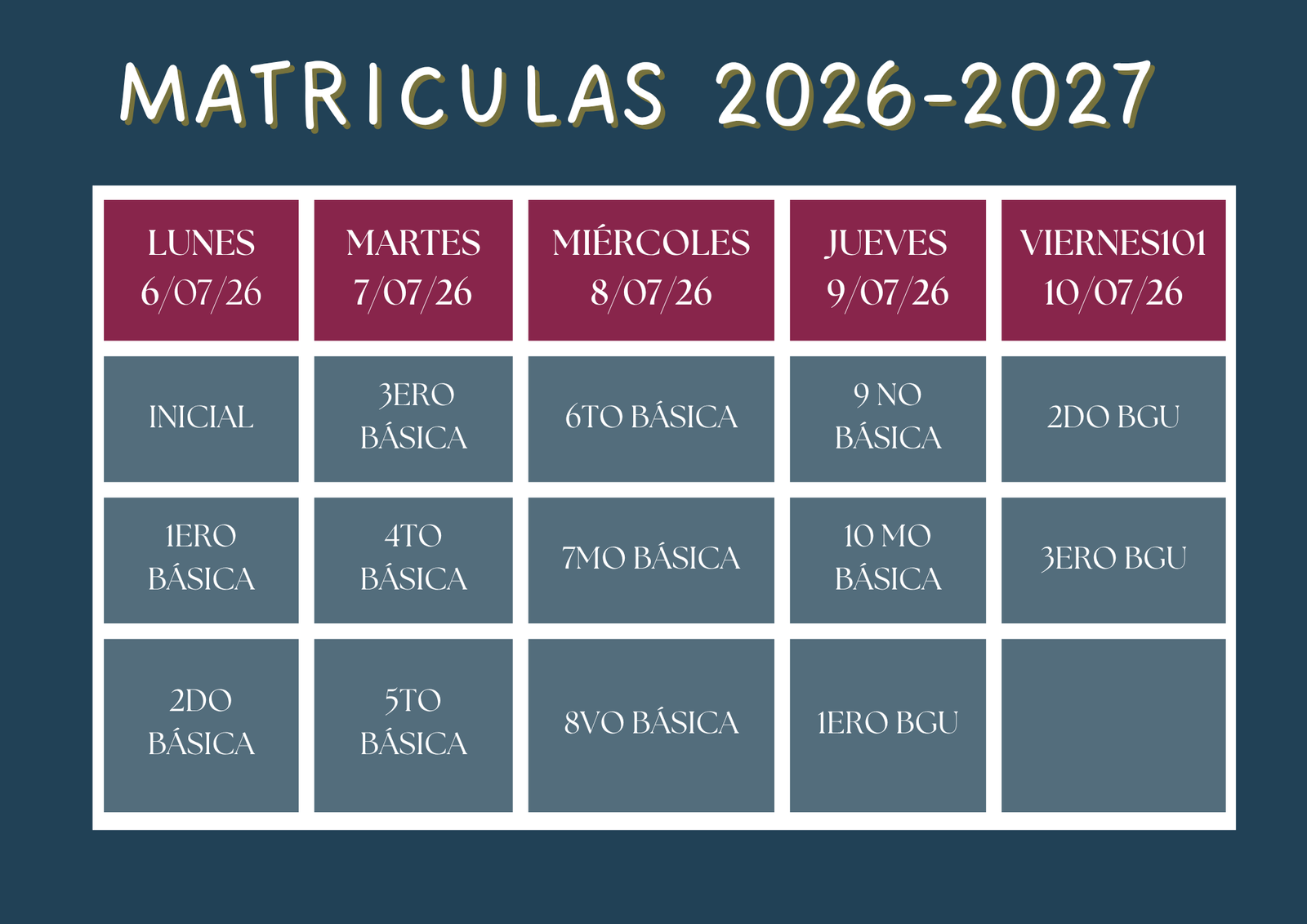 Matrículas 2026-2027